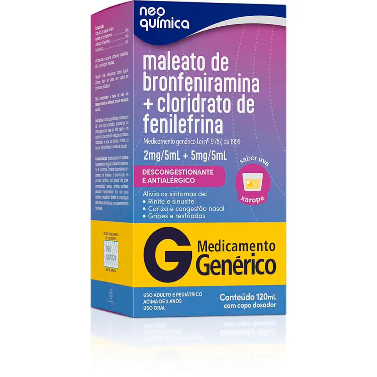 Maleato de Bronfeniramina 2mg + Cloridrato de Fenilefrina 5mg Xarope 120ml Neo Química Genérico