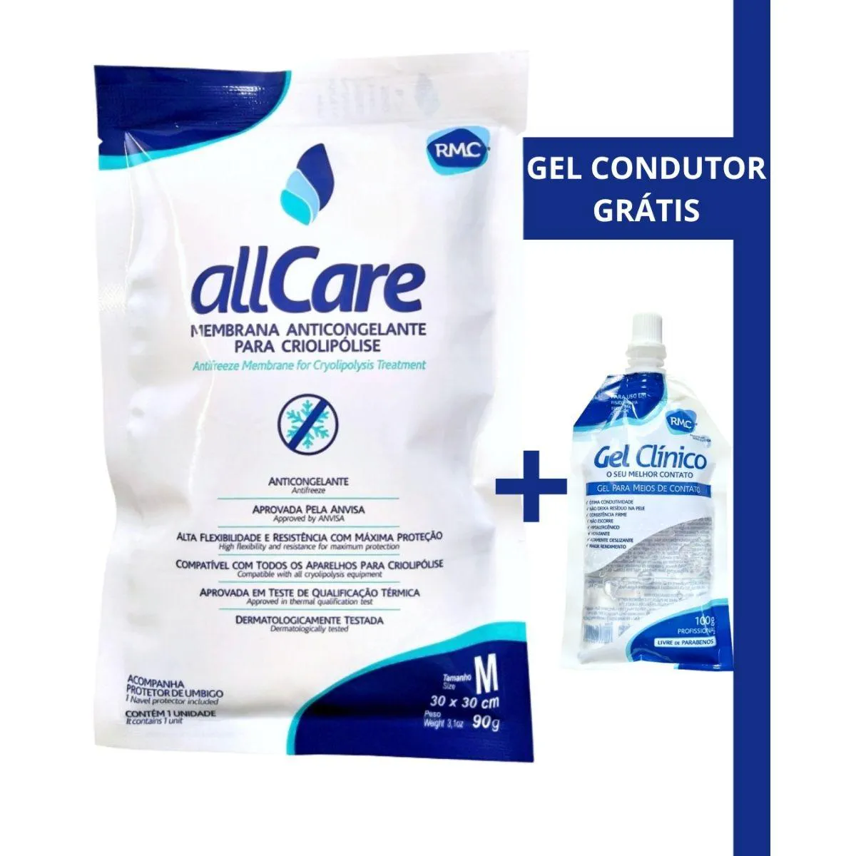 MEMBRANA MANTA CRIOLIPóLISE RMC - ALL CARE - TAM M + GEL CONDUTOR 100G