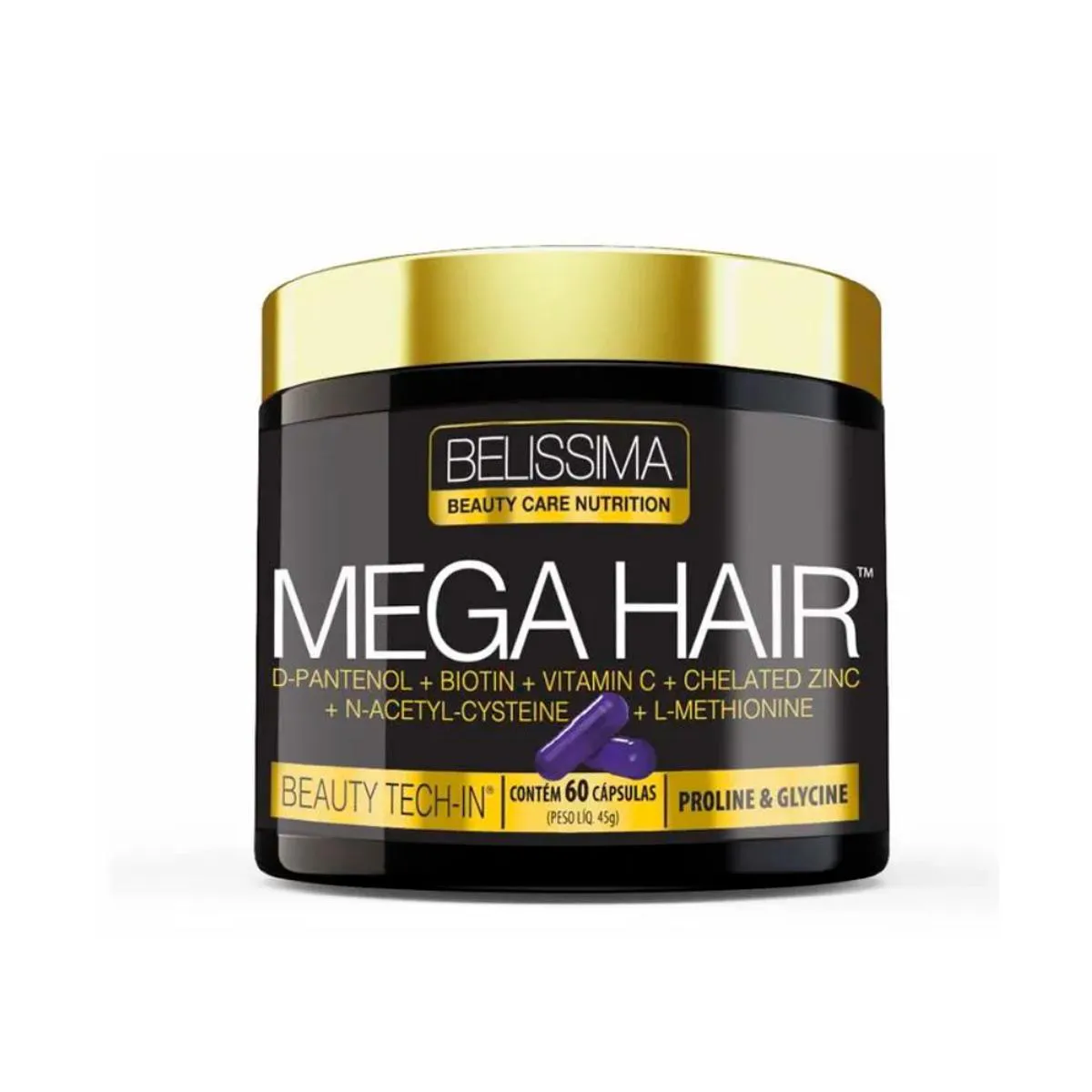 Suplemento Alimentar Mega Hair Belissima 60 cápsulas