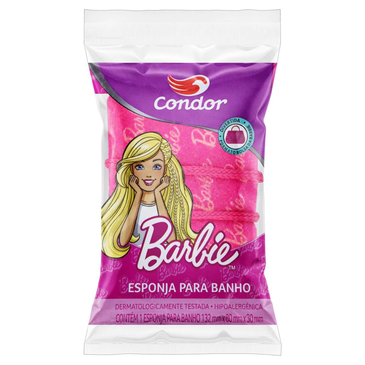 Esponja de Banho Infantil Condor Bolsa Barbie 1 unidade