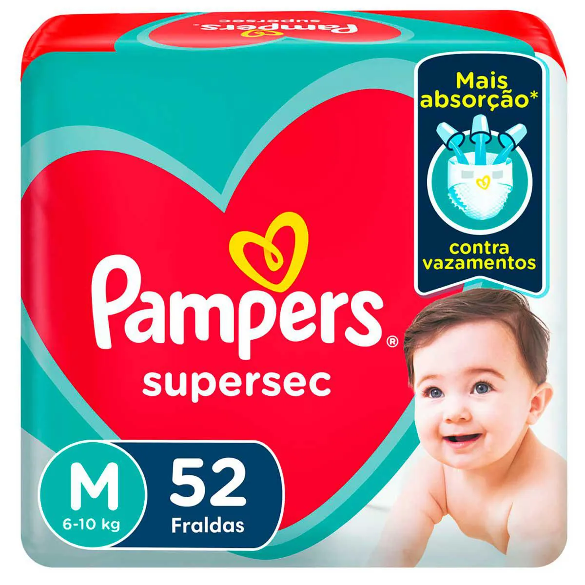 Fralda Pampers Supersec M - 52 Unidades