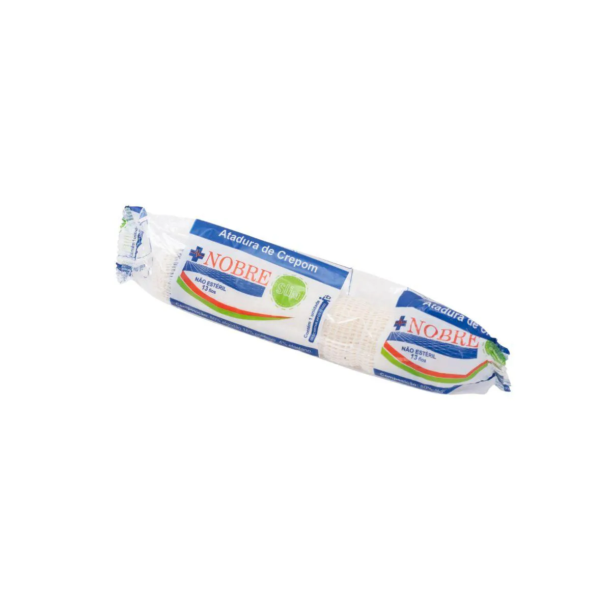 ATADURA DE CREPOM NOBRE FAIXA PARA CURATIVO ALGODÃO ROLO DE 12CMX1,8M 1 UNIDADE