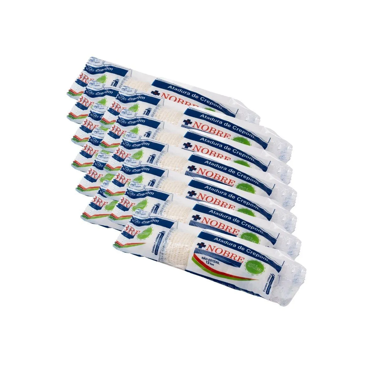 KIT ATADURA DE CREPOM NOBRE FAIXA PARA CURATIVO ALGODÃO ROLO DE 10CMX1,8M 12UN