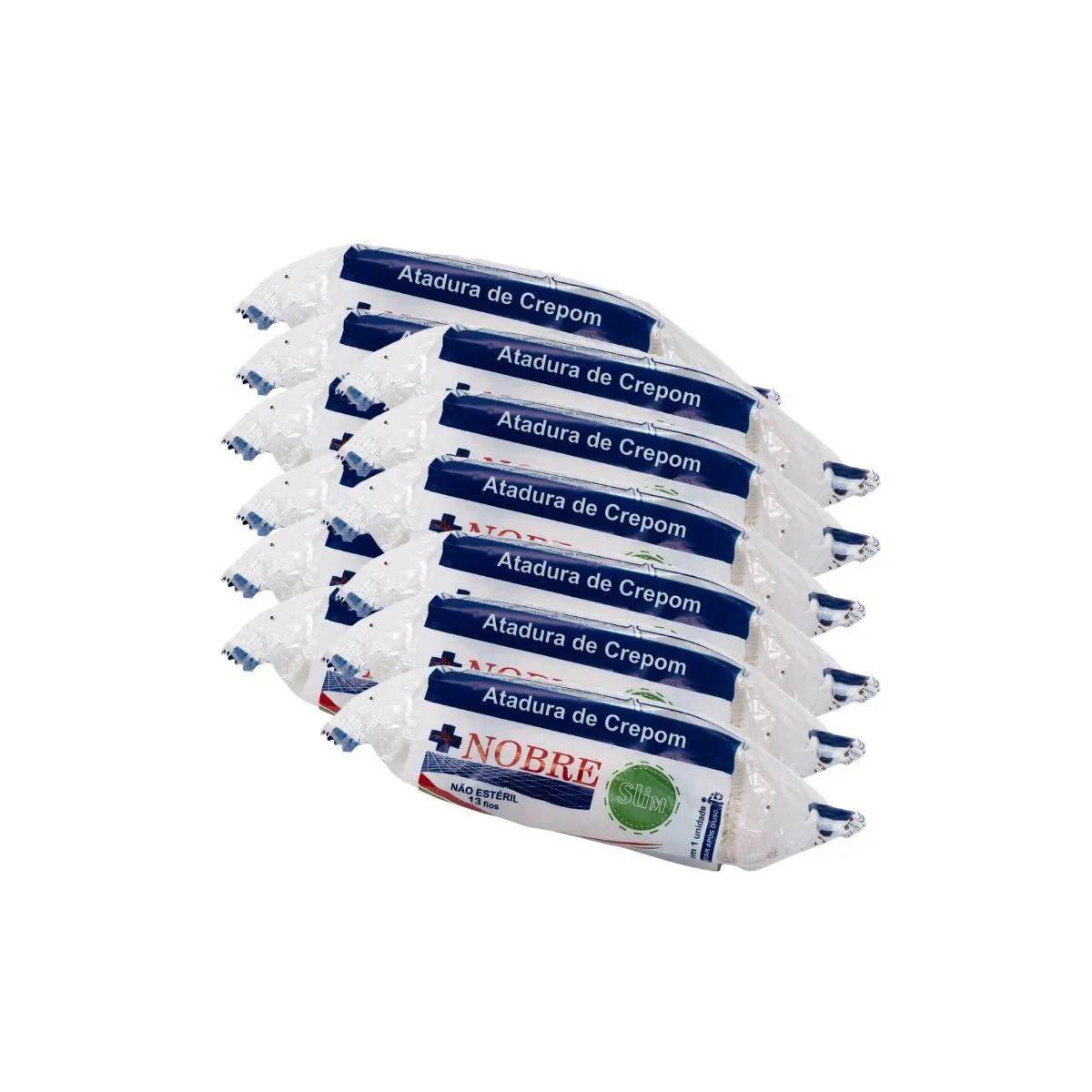 KIT ATADURA DE CREPOM NOBRE FAIXA PARA CURATIVO ALGODÃO ROLO DE 8CMX1,8M 12UN