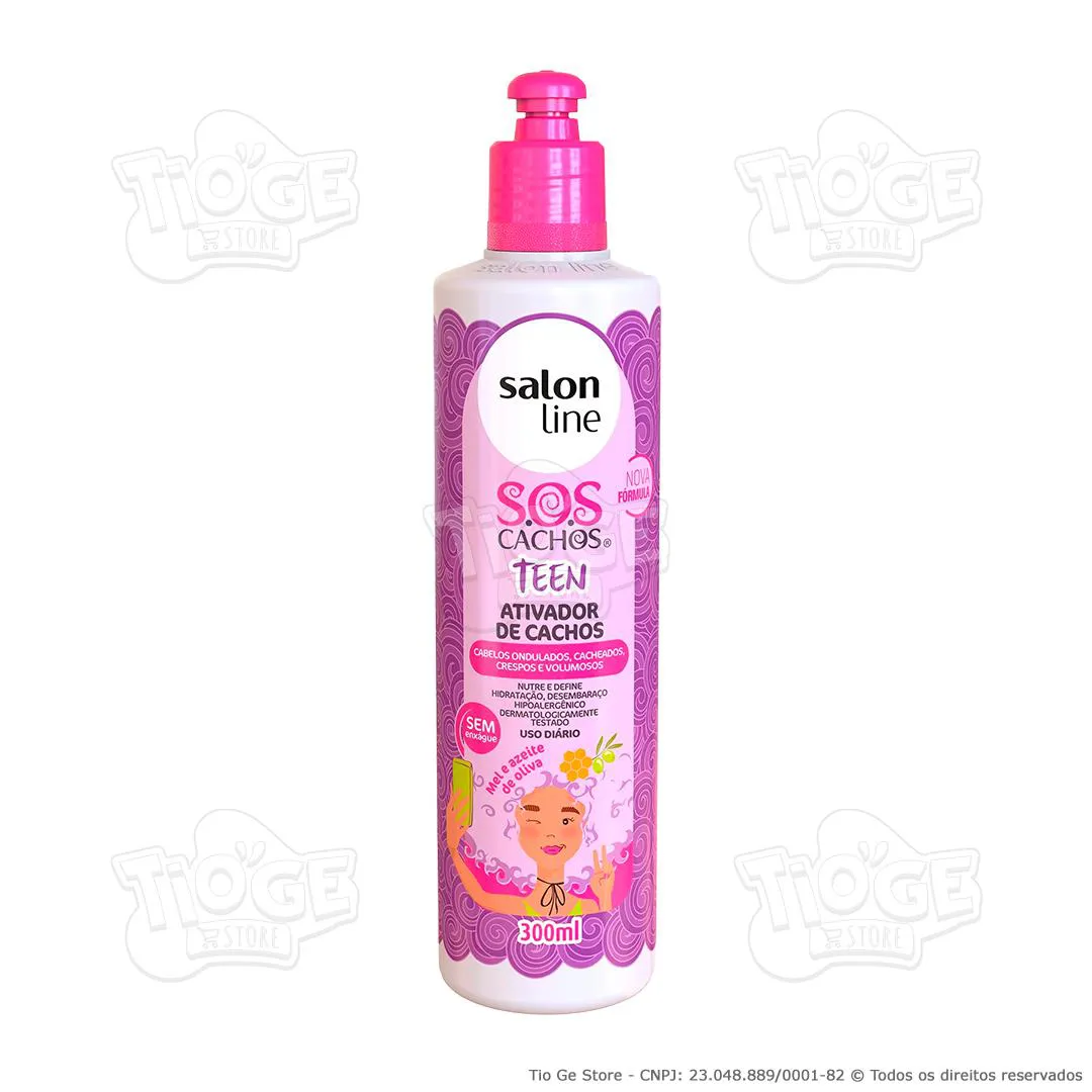 ATIVADOR DE CACHOS TEEN INFANTIL SOS CACHOS SEM ENXáGUE CABELOS ONDULADOS, CACHEADOS E CRESPOS 300ML
