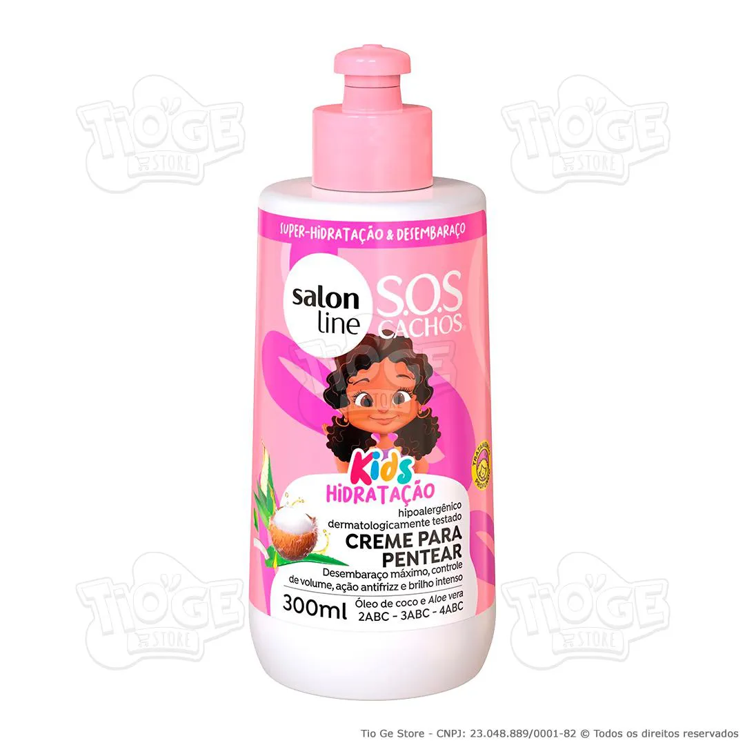 CREME PARA PENTEAR INFANTIL SOS CACHOS KIDS HIDRATAçãO CABELOS ONDULADOS, CACHEADOS E CRESPOS 300ML