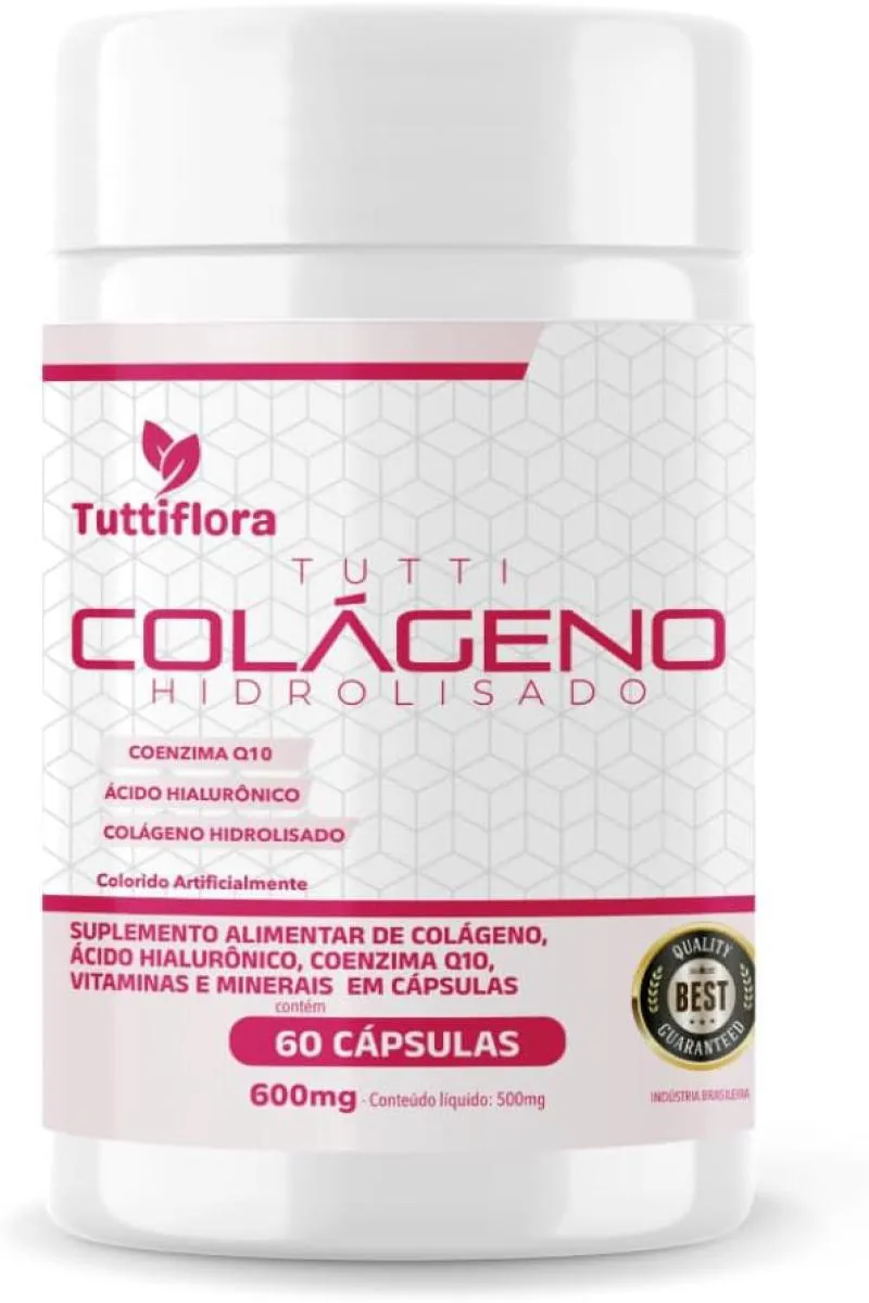 COLáGENO HIDROLISADO + ÁCIDO HIALURôNICO + Q10 + BIOTINA + VIT 60 CAPS 600MG TUTTIFLORA