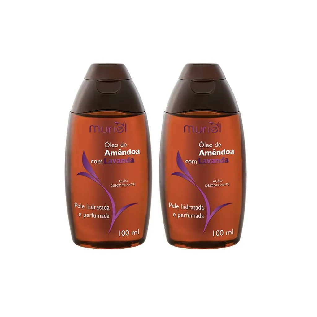 OLEO CORPORAL MURIEL 100ML AMENDOAS COM LAVANDA - KIT C/ 2UN