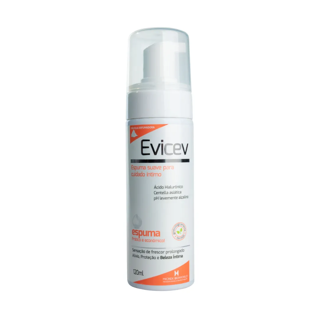 Evicev Espuma Higiene, BELEZA e Hidratação Íntima, Ácido Hialurônico, Com ou sem enxágue 120ml