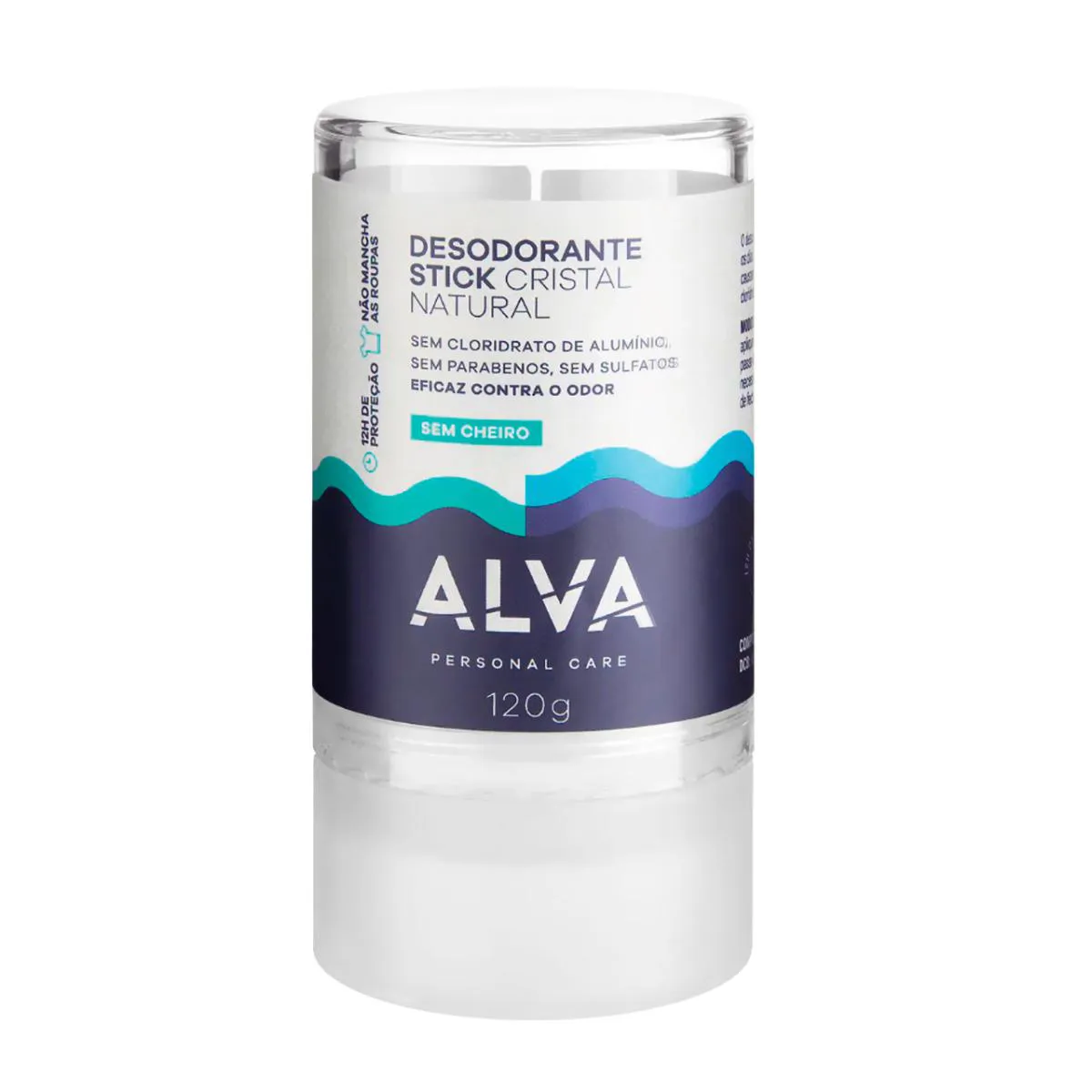 Desodorante Vegano Sem Alumínio Stick Cristal Alva Personal Care Cristal Natural 12h Sem Perfume 120g