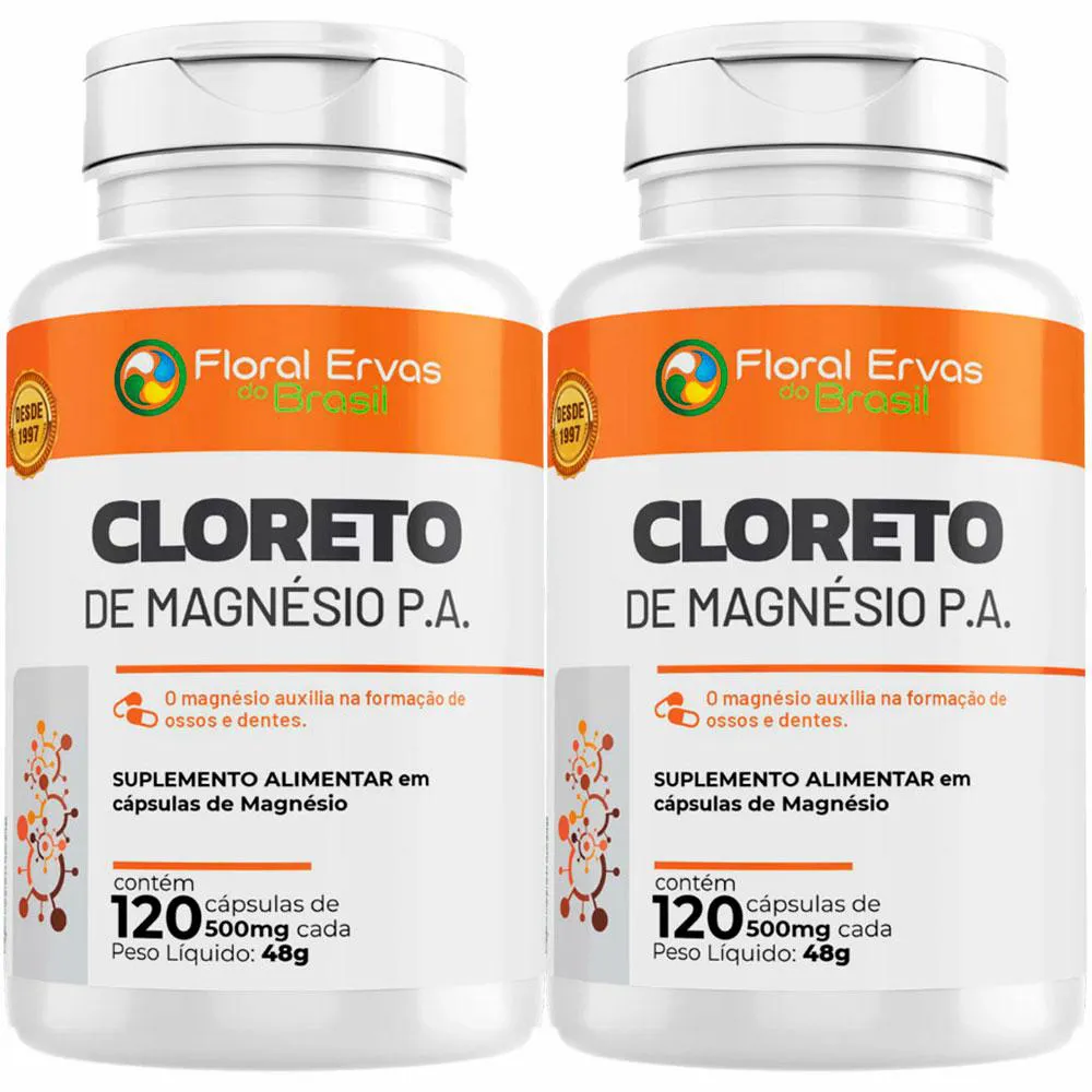 KIT 2X CLORETO DE MAGNéSIO P.A - (120 CAPSULAS CADA) - FLORAL ERVAS DO BRASIL