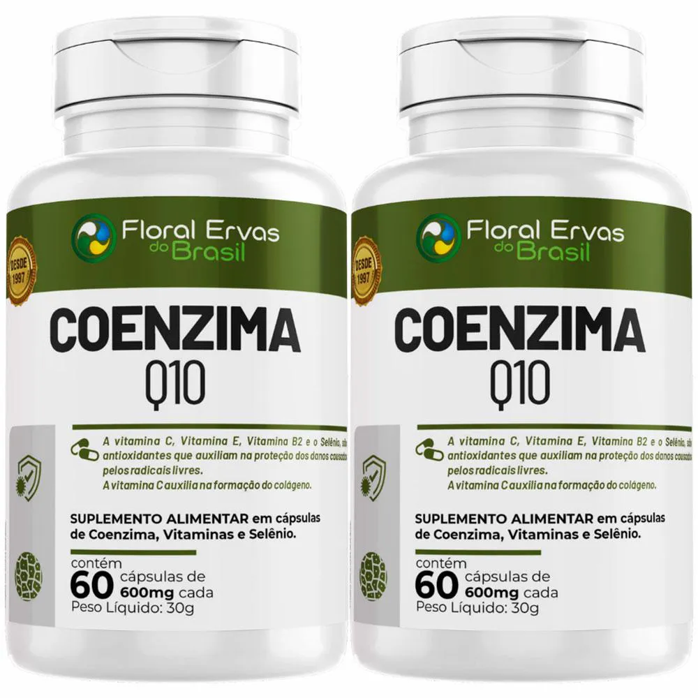 KIT 2X COENZIMA Q10 + VITAMINAS E MINERAIS - (60 CAPSULAS CADA) - FLORAL ERVAS DO BRASIL
