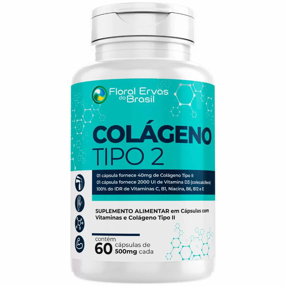 COLáGENO TIPO 2 + VIT D3 2000UI - (60 CAPSULAS) - FLORAL ERVAS DO BRASIL