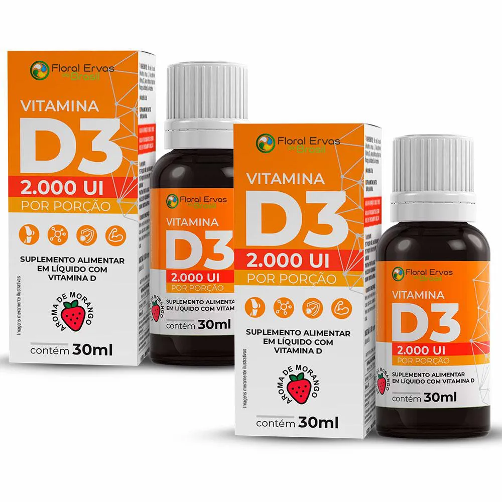 KIT 2X VITAMINA D3 2000UI EM GOTAS - (30 ML CADA) - FLORAL ERVAS DO BRASIL