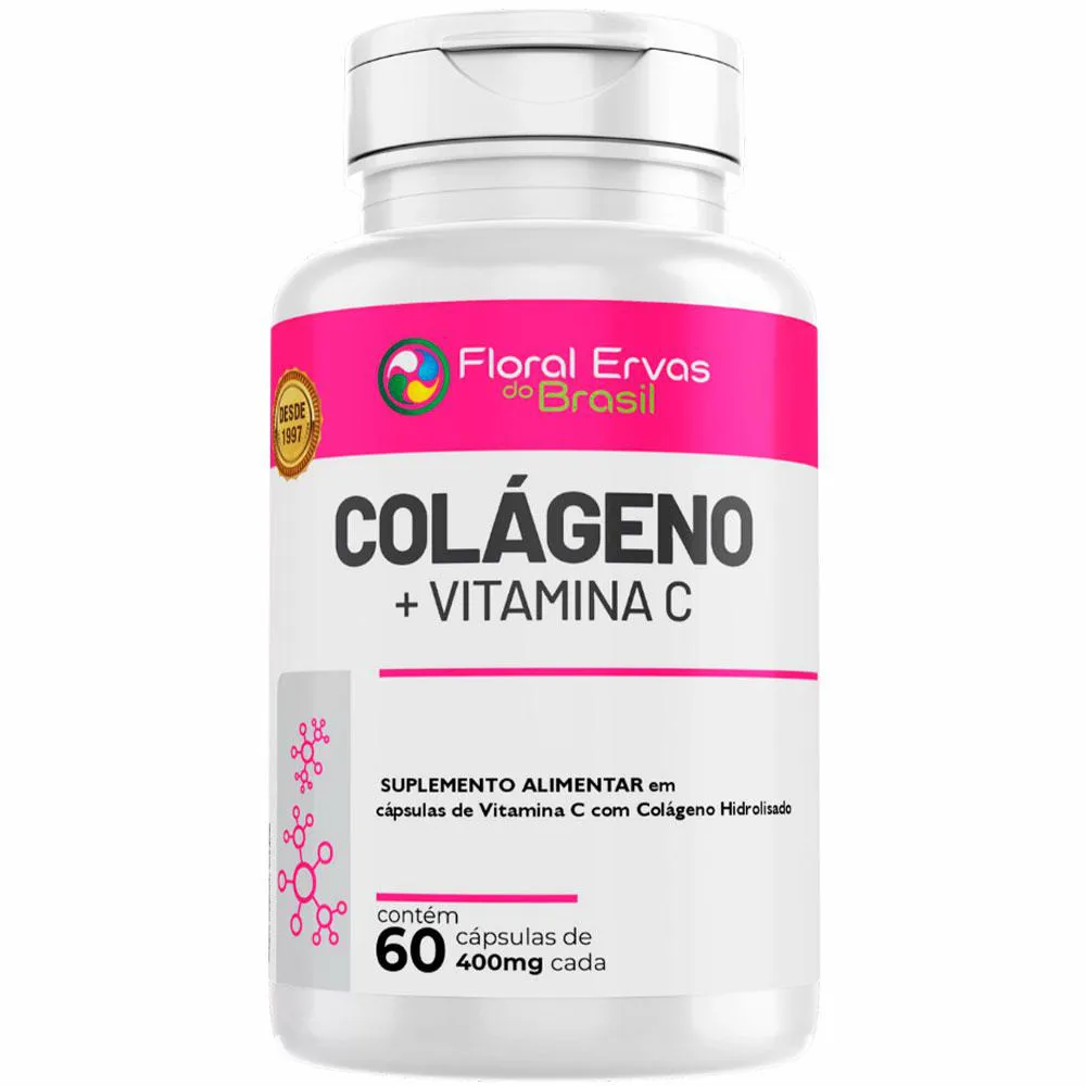 COLAGENO + VITAMINA C - (60 CAPSULAS) - FLORAL ERVAS DO BRASIL