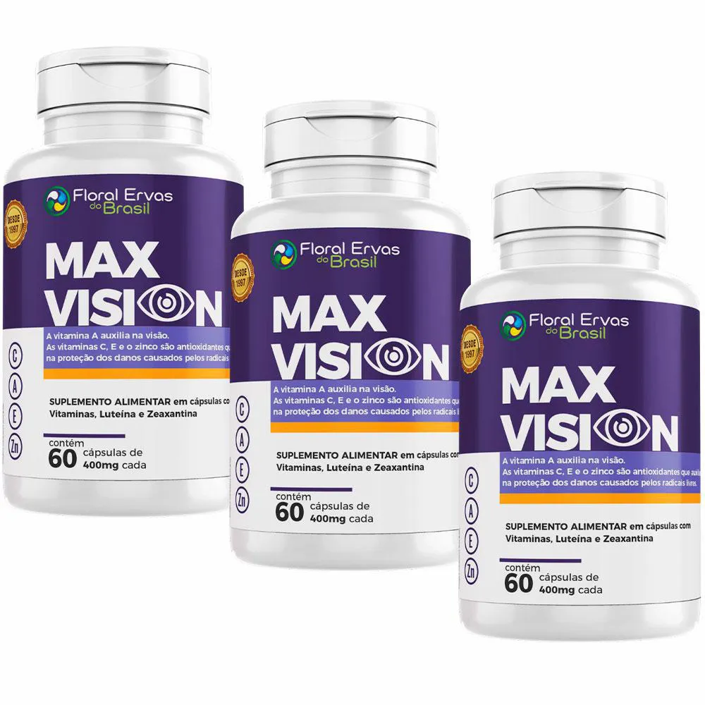 KIT 3X MAX VISION - (60 CAPSULAS CADA) - FLORAL ERVAS DO BRASIL