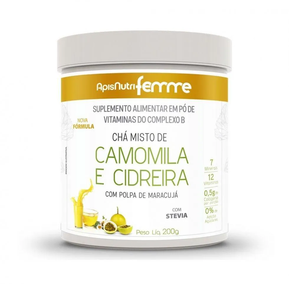 CHá SOLúVEL (200G) - SABOR: CAMOMILA, CIDREIRA E MARACUJá