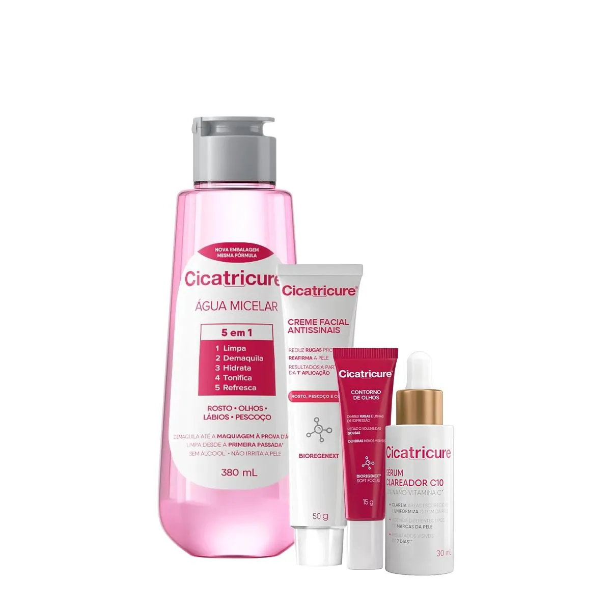 KIT CICATRICURE ANTI-IDADE DEMAQUILANTE SéRUM (4 PRODUTOS)