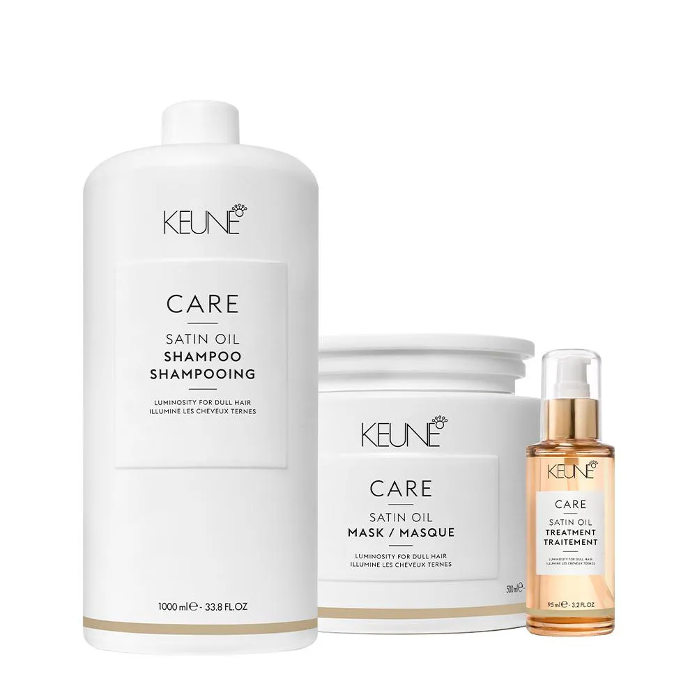 Kit Keune Care Satin Oil Shampoo Máscara E Óleo De Tratamento (3 Produtos)