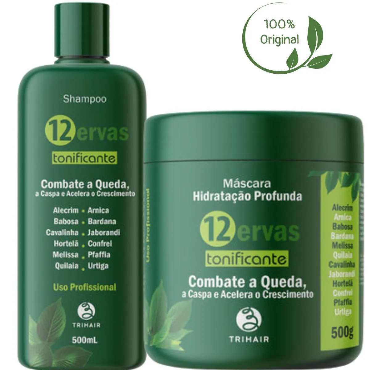 SHAMPOO ANTICASPA 12 ERVAS + MáSCARA COMBATE A QUEDA 500G