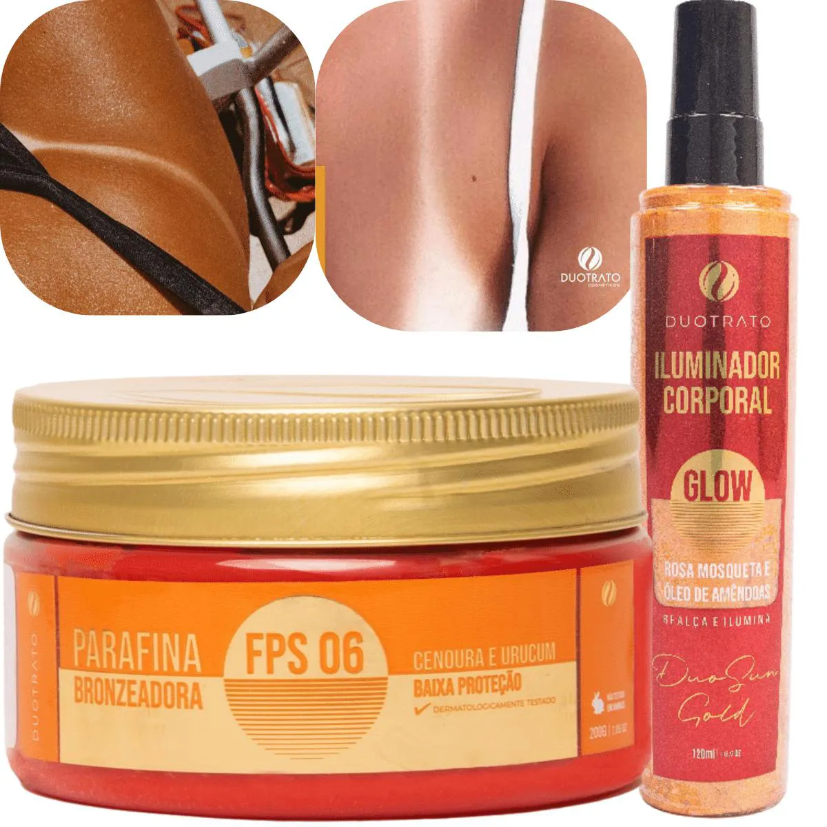 SUPER KIT DE BRONZEAMENTO PARAFINA FPS 06 + ILUMINADOR GOLD