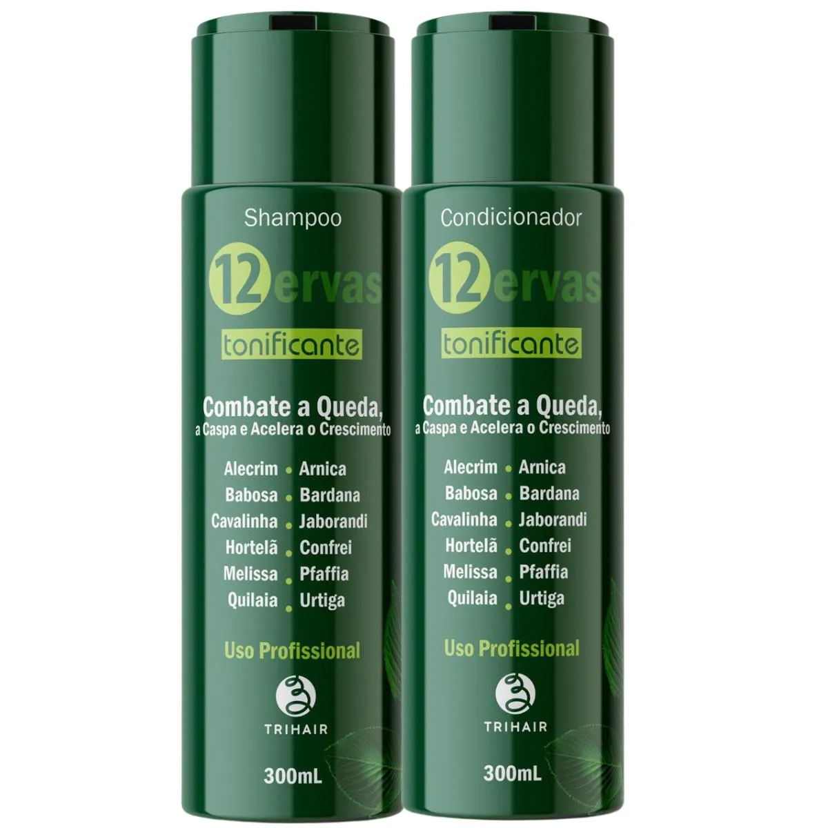 KIT SHAMPOO  300ML + CONDICIONADOR 300ML 12 ERVAS  - TRIHAIR