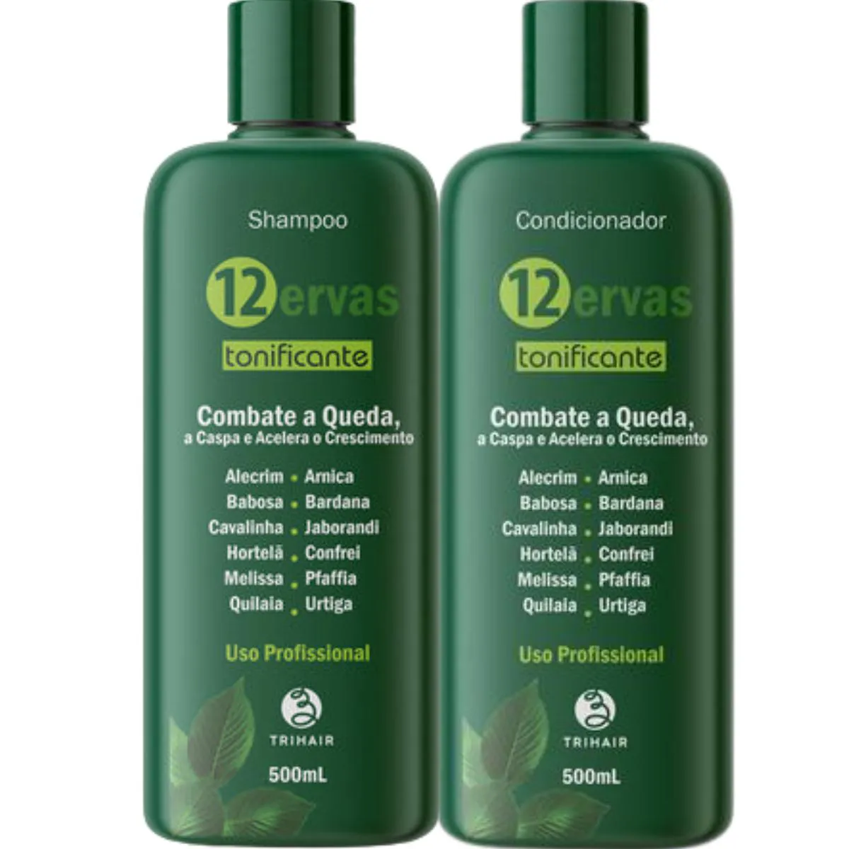 KIT SHAMPOO E CONDICIONADOR 12 ERVAS 500ML - TRIHAIR