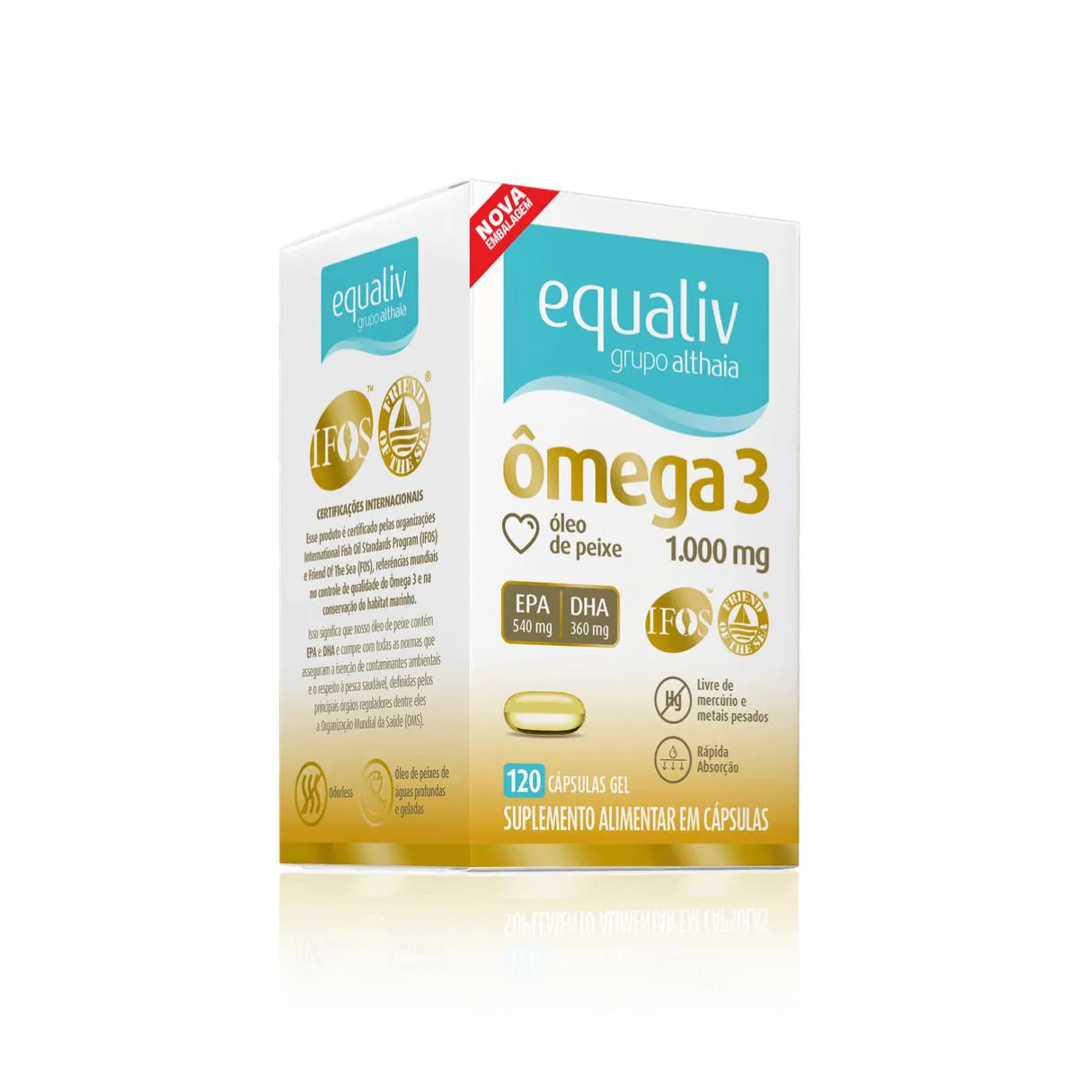 ÔMEGA 3 1000MG LIVRE DE METAIS PESADOS120 CáPS EQUALIV
