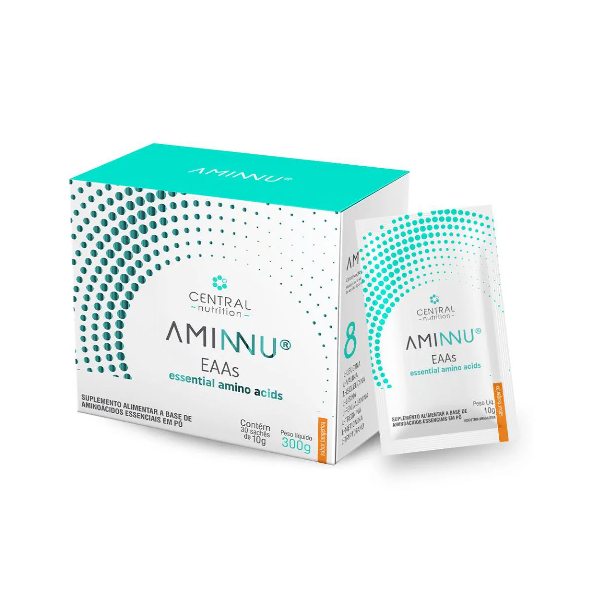 AMINNU EAAS  AMINOáCIDOS 30 SACHêS 10G CENTRAL NUTRITION Tangerina