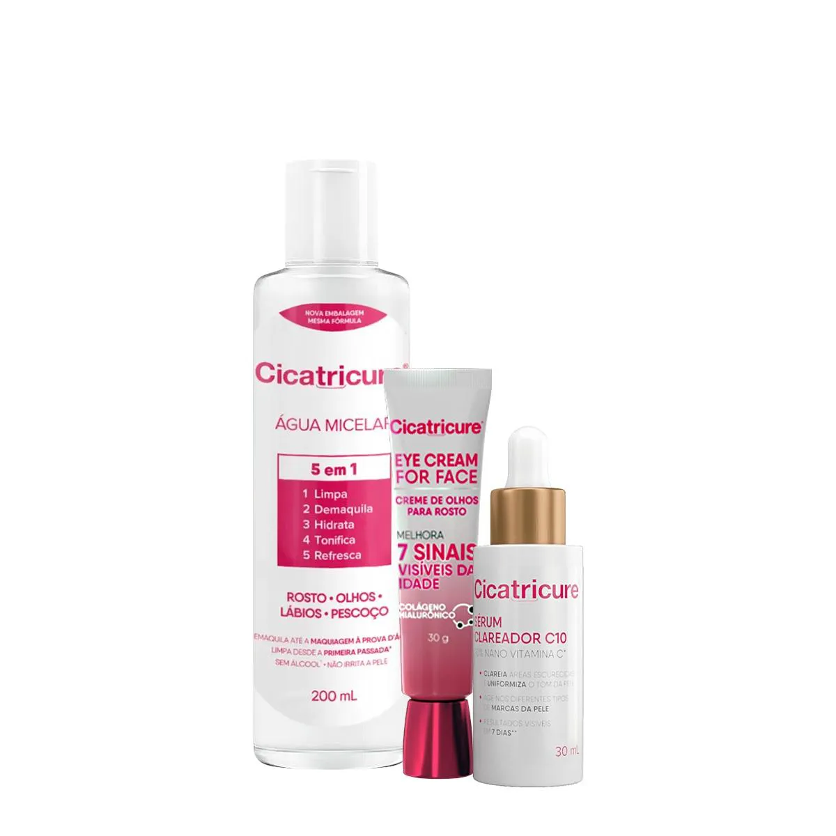 KIT CICATRICURE ÁGUA MICELAR (3 PRODUTOS)