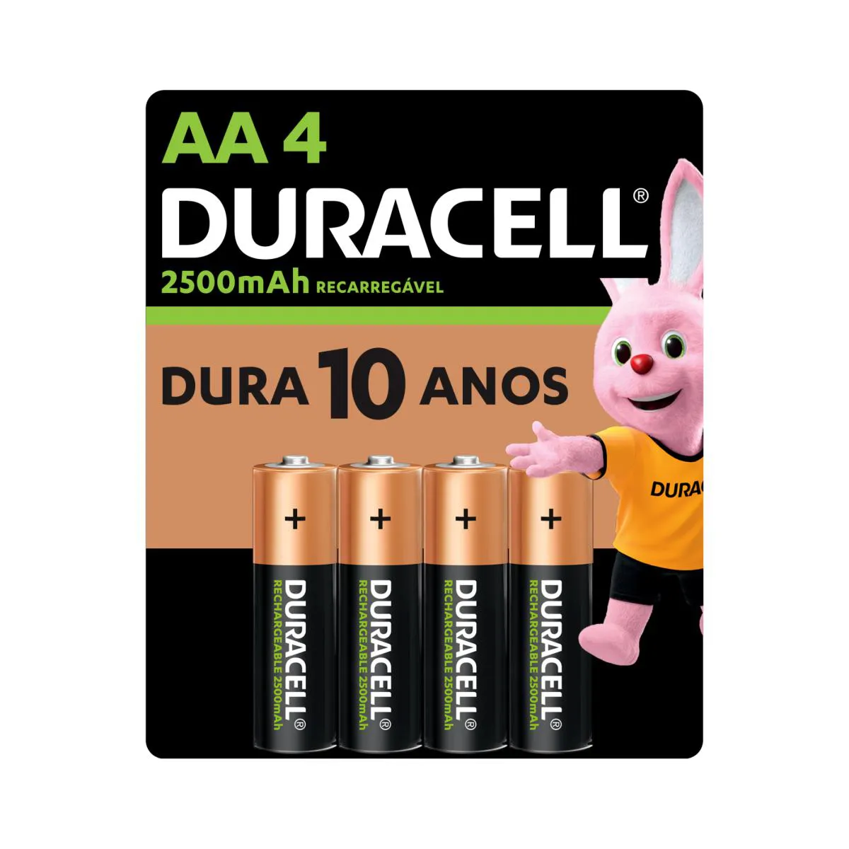 PILHA RECARREGáVEL AA PEQUENA DURACELL COM 4 UNIDADES