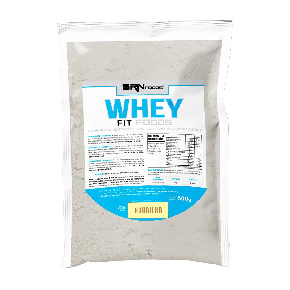 WHEY PROTEIN FIT FOODS 500G - BRN FOODS  Baunilha