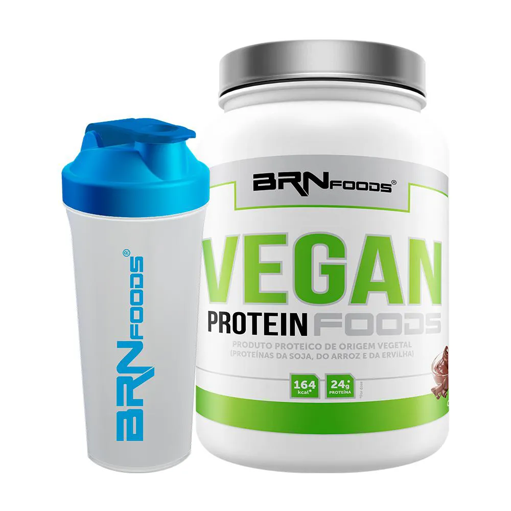 Kit BRN Foods Proteína Vegetal Vegan Protein Chocolate 500g + Coqueteleira 600ml 