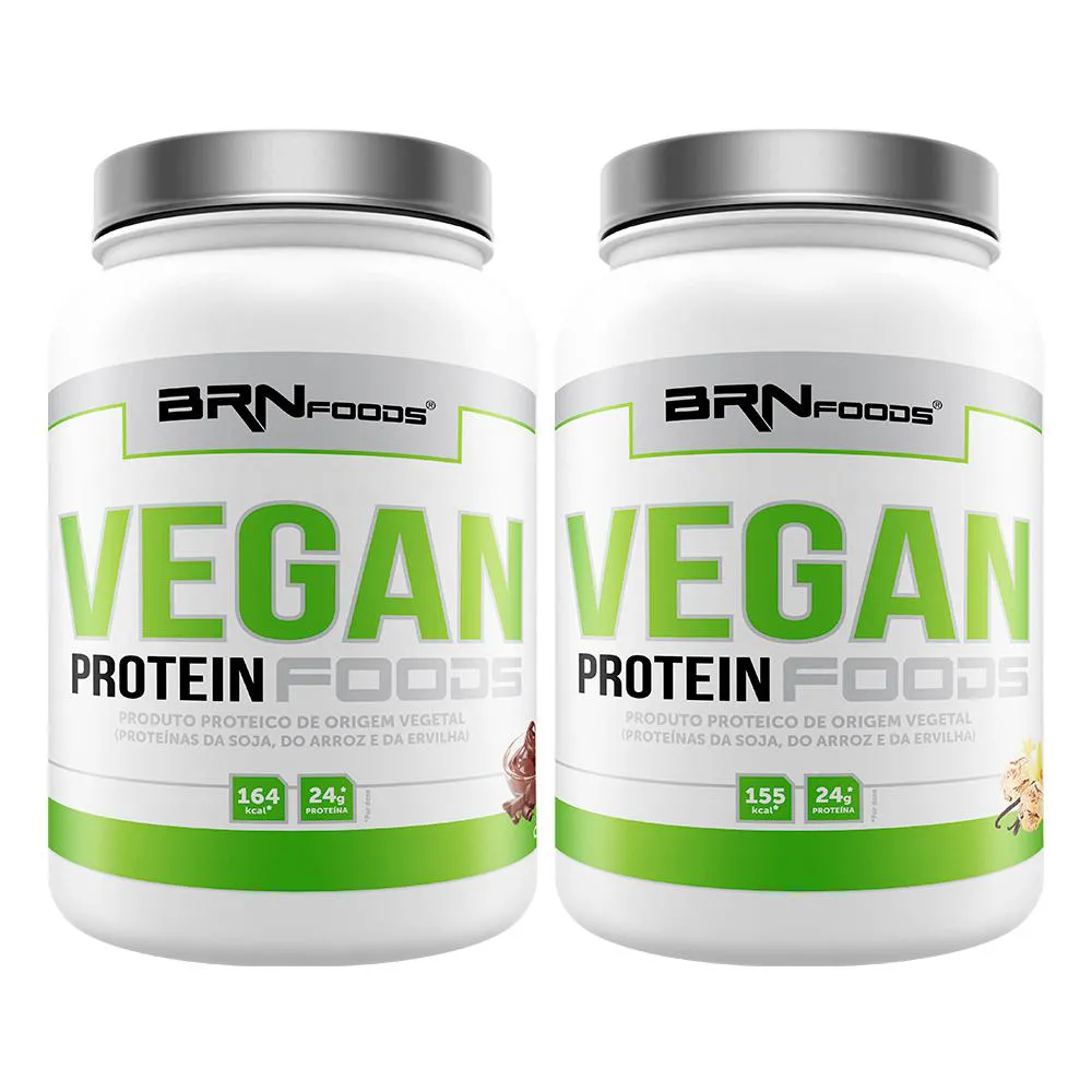 KIT 2X WHEY PROTEIN PROTEíNA VEGANA VEGAN PROTEIN 500G - WHEY VEGANO PARA GANHO DE MASSA MUSCULAR  Baunilha E Chocolate