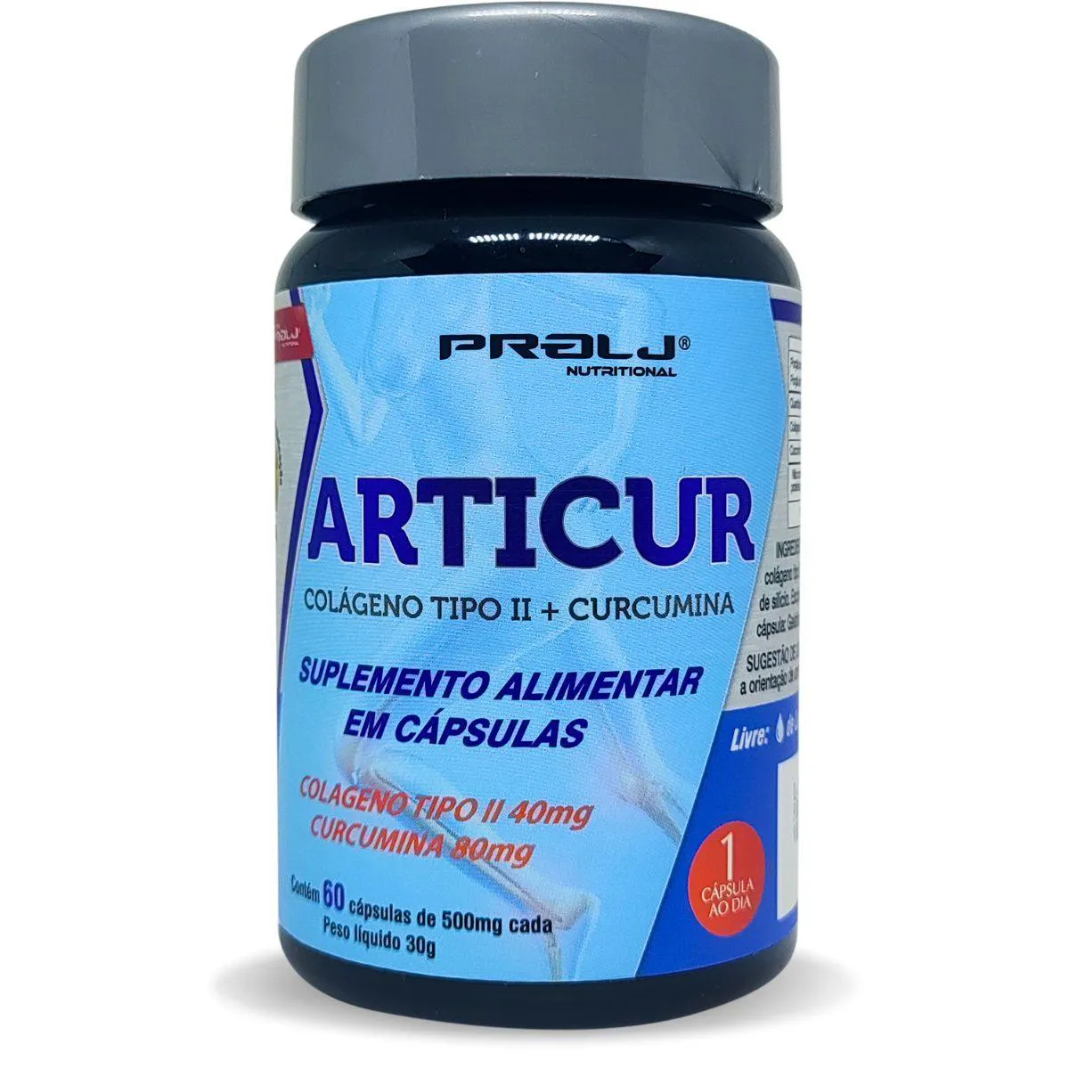 ARTICUR COLÁGENO TIPO LL NÃO DESNATURADO + CURCUMINA  60 CÁPSULAS PROLJ NUTRITIONAL