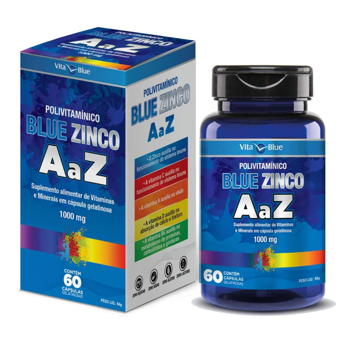 BLUE ZINCO POLIVITAMíNICO A-Z COM 60 CáPSULAS