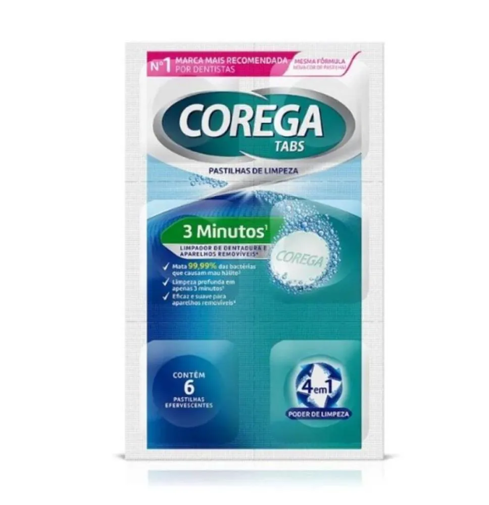 COREGA TABS LIMPEZA 3 MINUTOS 06 PASTILHAS