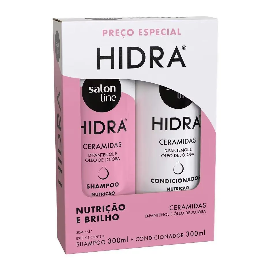 KIT SH + COND HIDRA NUTRIçãO E BRILHO SALON LINE 300ML CADA