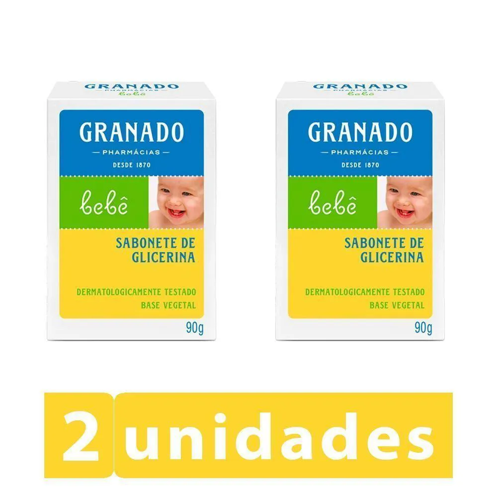 KIT 2 SABONETES EM BARRA DE GLICERINA GRANADO BEBê TRADICIONAL 90G