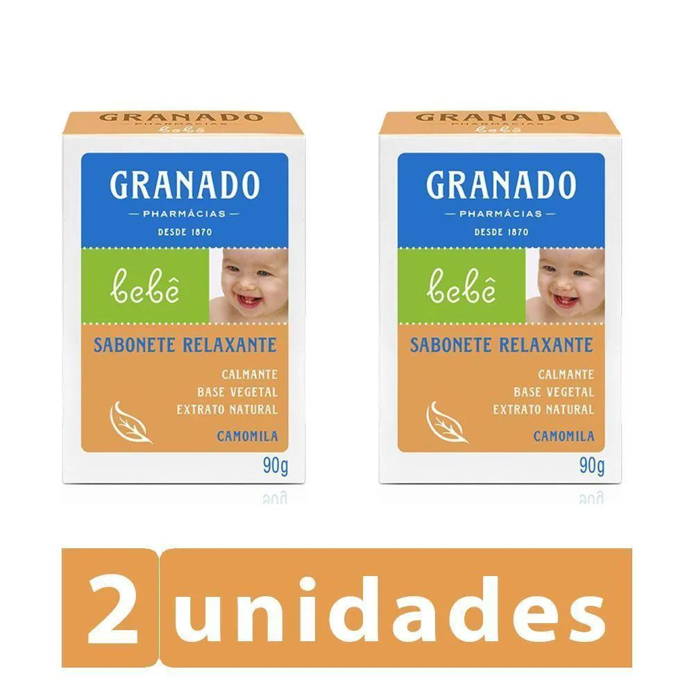 KIT 2 SABONETES EM BARRA DE GLICERINA GRANADO BEBê CAMOMILA 90G