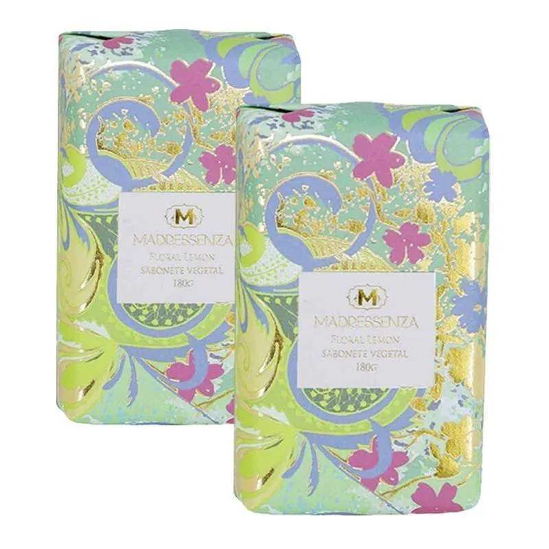 KIT 2 SABONETES EM BARRA FLORAL LEMON MADRESSENZA 180G