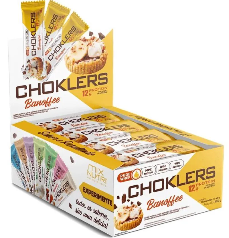 Barra de Proteína Mix Nutri Choklers Banoffe 40g 12 unidades 