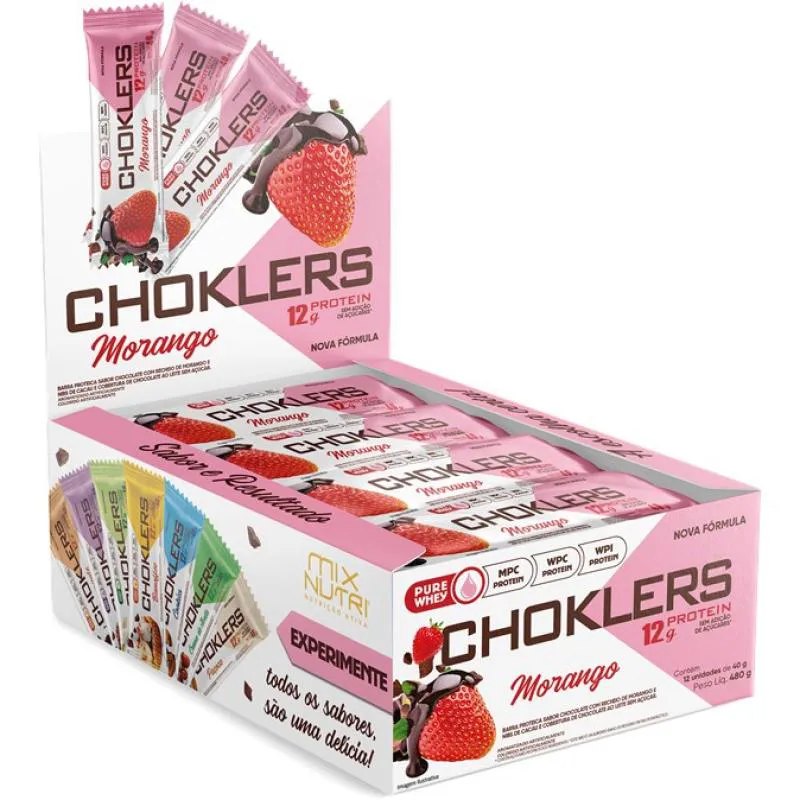 Barra de Proteína Mix Nutri Choklers Morango 40g 12 unidades