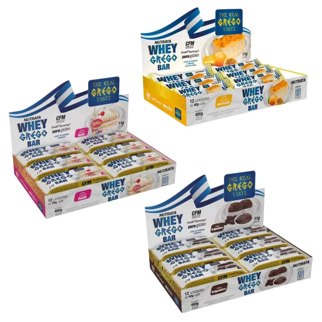 KIT 3 WHEY GREGO BAR CX 12 UNIDADES CADA - NUTRATA Torta DE LimÃo