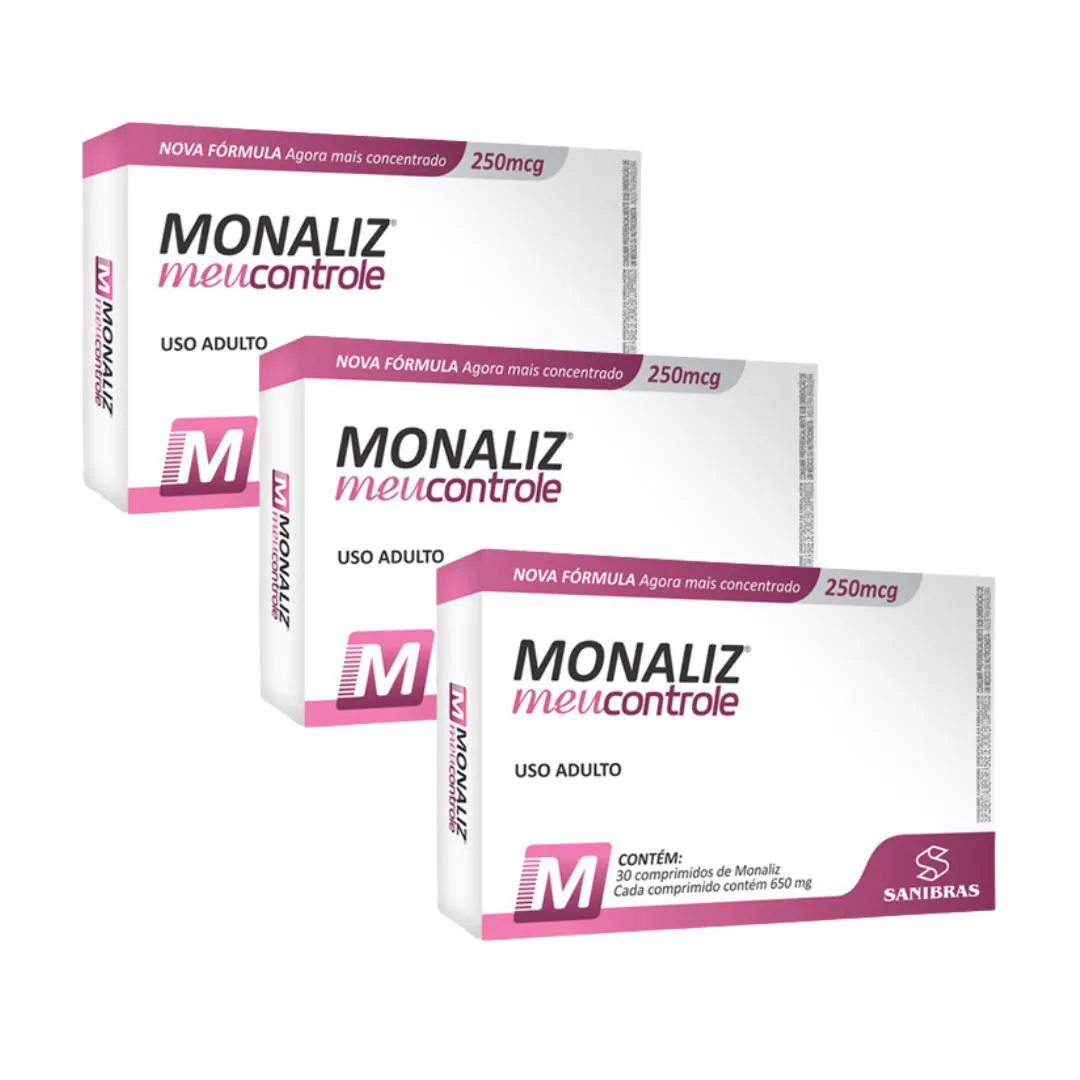 KIT 3X MONALIZ MEU CONTROLE - 30 COMPRIMIDOS - SANIBRAS SEM Sabor