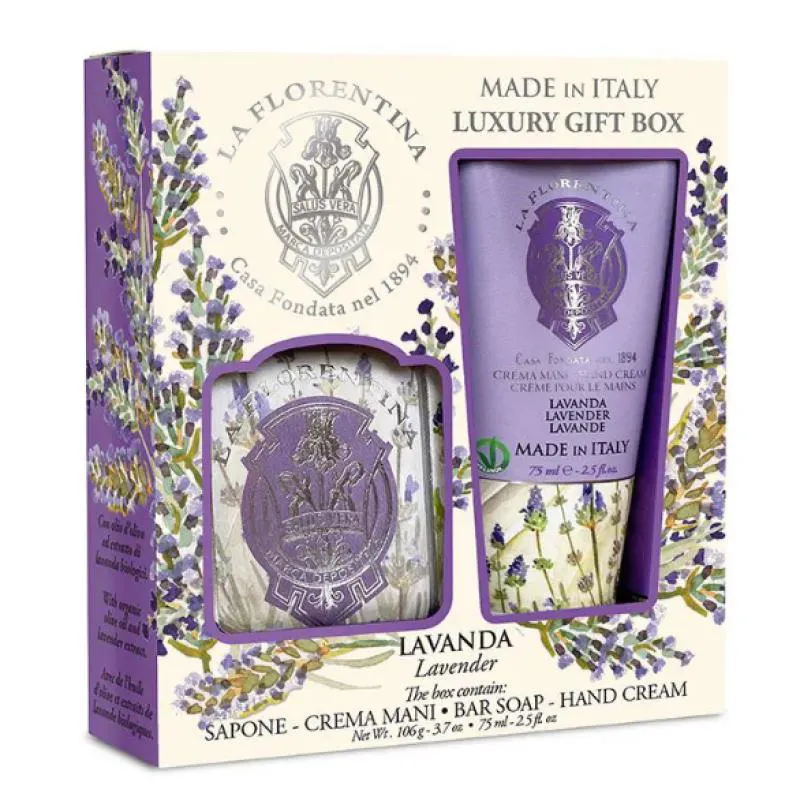 LA FLORENTINA KIT SMALL LAVENDER SABONETE 106G + CREME PARA MãOS 75ML PRODUZIDO NA ITÁLIA