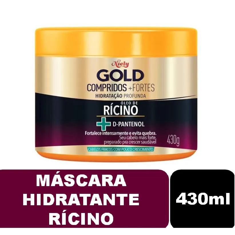 MáSCARA DE HIDRATAçãO NIELY GOLD ÓLEO DE RíCINO COMPRIDOS + FORTES 430G