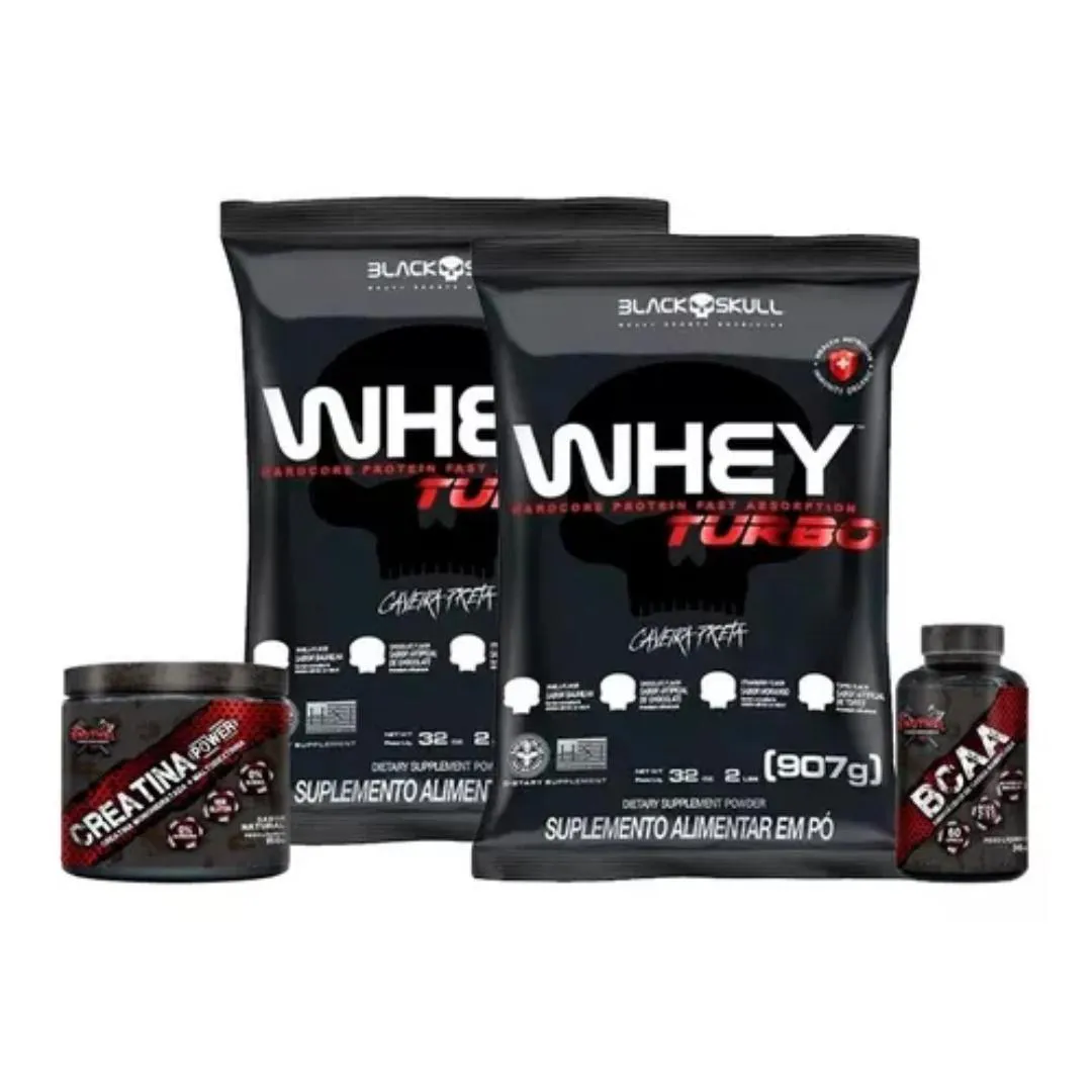 COMBO 2X WHEY TURBO + BCAA + CREATINA POWER - BRUTHAL SPORTS Baunilha