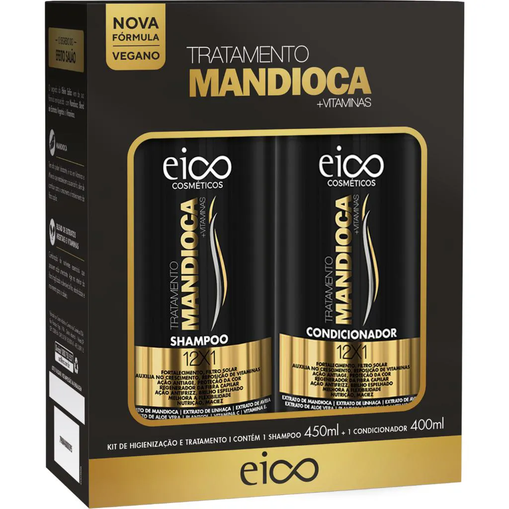 KIT EICO SHAMPOO 450ML+COND 400ML TRATAMENTO MANDIOCA