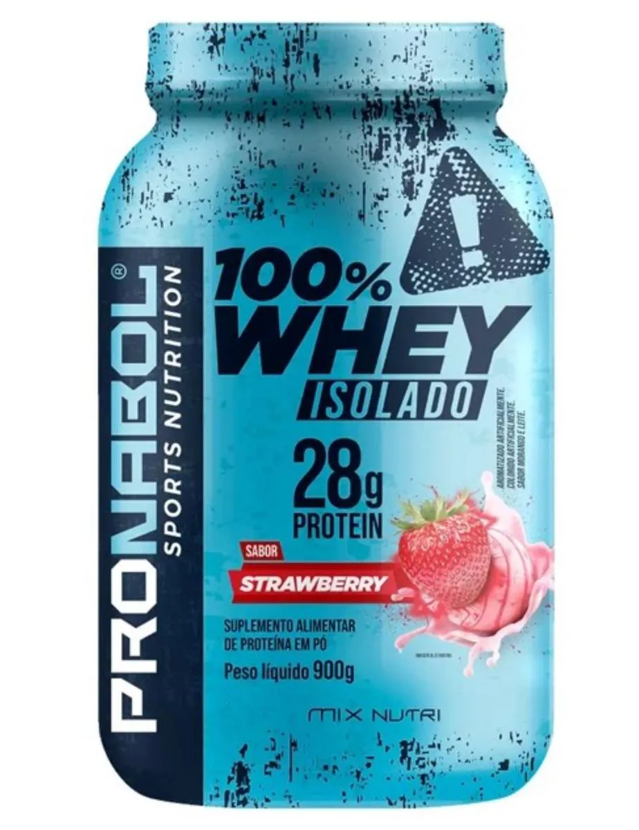 WHEY 100% ISOLADO STRAWBERRY 900G POTE - PRONABOL